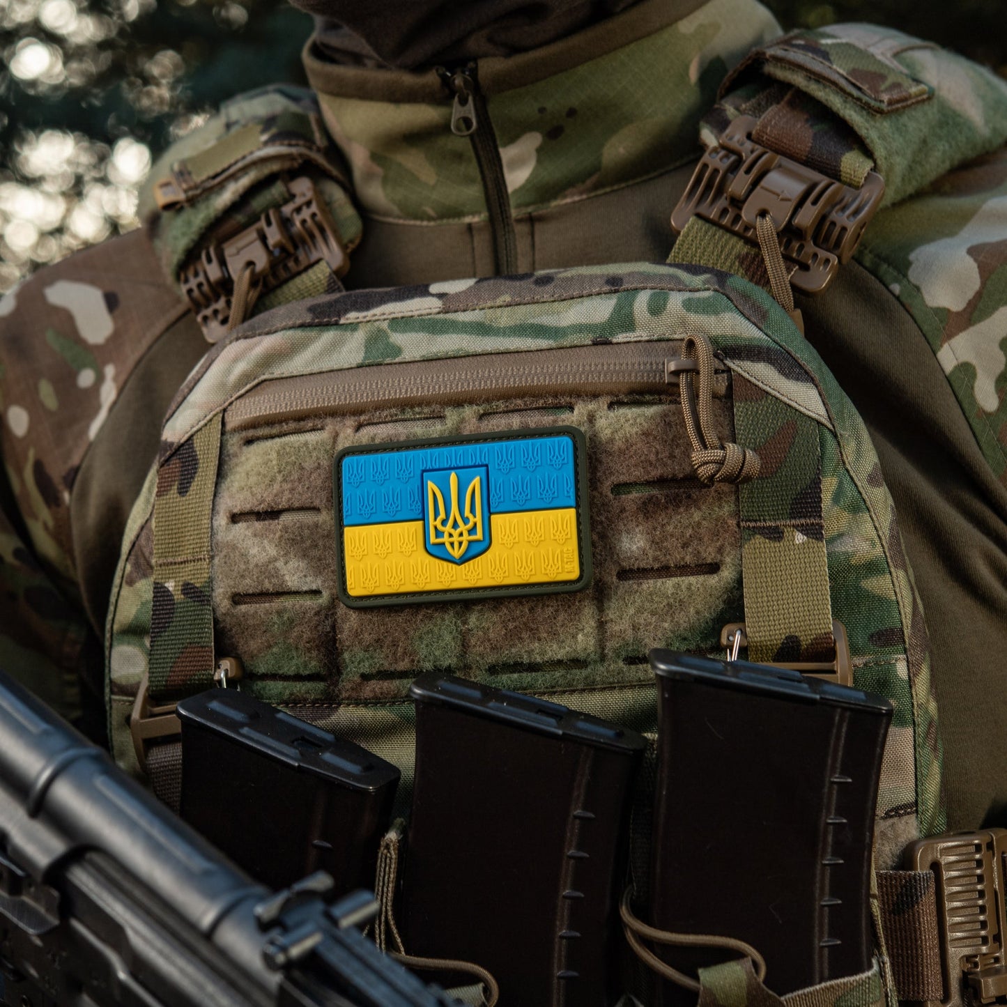 Ukraine Flag Embossed PVC Morale Patch – M-Tac Tactical Hook & Loop Ukrainian Trident Patch for Backpack, Plate Carrier & Uniform