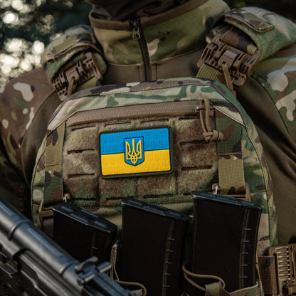 Ukraine Flag Embossed PVC Morale Patch – M-Tac Tactical Hook & Loop Ukrainian Trident Patch for Backpack, Plate Carrier & Uniform