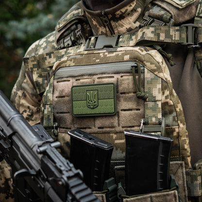 Ukraine Flag Embossed PVC Morale Patch – M-Tac Tactical Hook & Loop Ukrainian Trident Patch for Backpack, Plate Carrier & Uniform