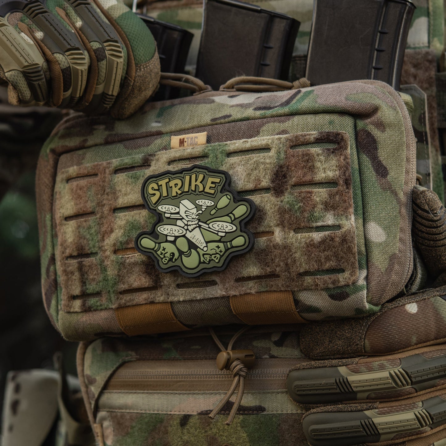 Strike FPV Drone PVC Morale Patch – M-Tac Tactical Hook & Loop UAV Patch for Backpack, Plate Carrier & Range Bag