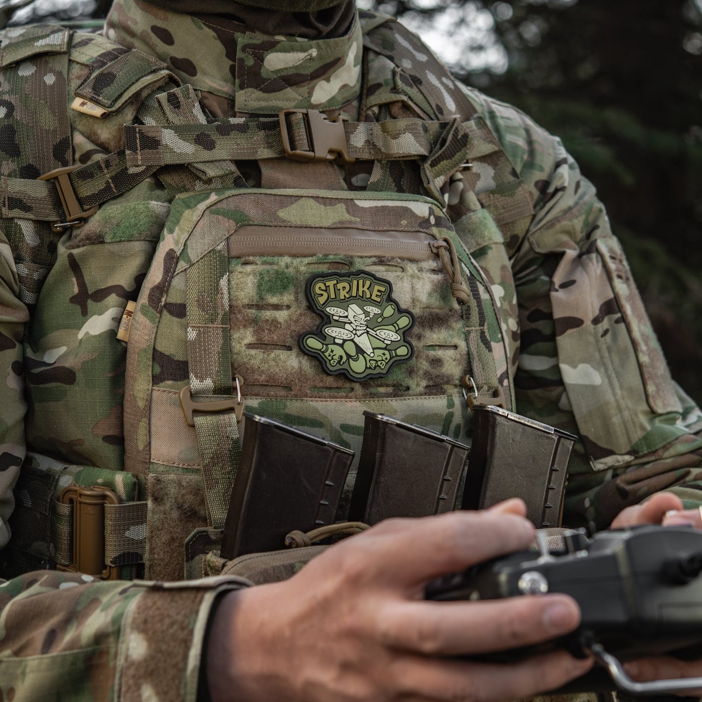 Strike FPV Drone PVC Morale Patch – M-Tac Tactical Hook & Loop UAV Patch for Backpack, Plate Carrier & Range Bag