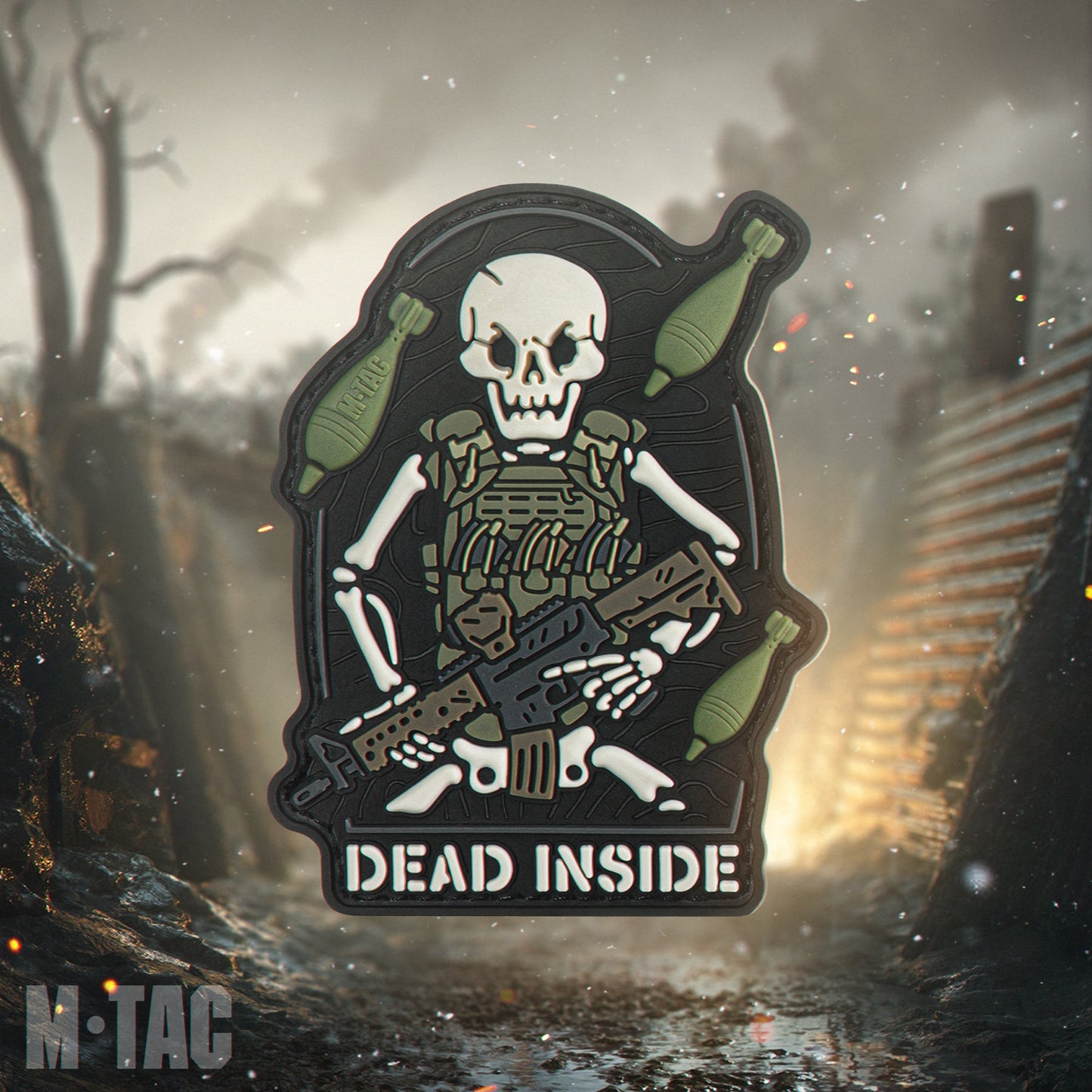 Dead Inside Skeleton PVC Morale Patch – Tactical Hook & Loop Backpack, Plate Carrier & Range Bag Patch