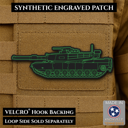 M1 Abrams Main Battle Tank Engraved Tactical Morale Patch, 1.4x4” | Made in USA | VELCRO® Brand Hook Backing