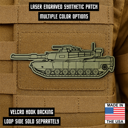M1 Abrams Main Battle Tank Engraved Morale Patch – 1.4” x 4” Hook & Loop Tactical Patch | Made in USA