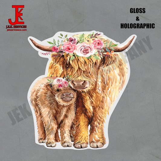 Mama Highland Cow Vinyl Sticker