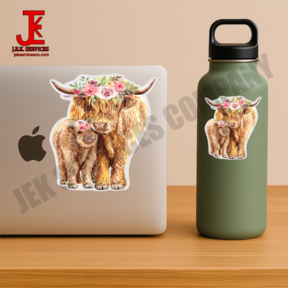Mama Highland Cow Vinyl Sticker
