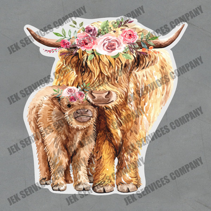 Mama Highland Cow Sticker – Cute Farm Animal Vinyl Decal, Waterproof
