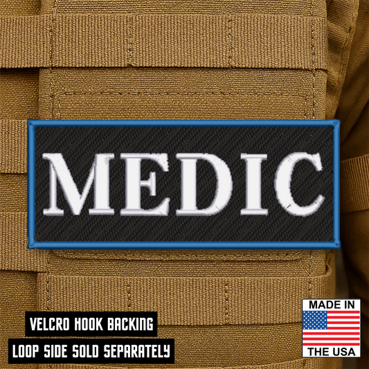 Medic ID Plate Carrier Patch 2.5" x 6" Hook & Loop | Made in USA