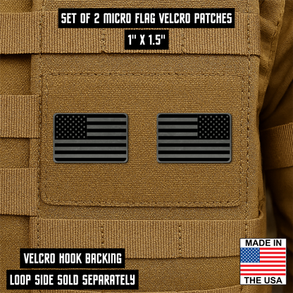 Mini American Flag Tactical Engraved Patch 1"x1.5" Hook & Loop | Set of 2 | Made in USA