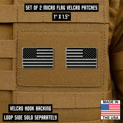 Mini American Flag Tactical Engraved Patch 1"x1.5" Hook & Loop | Set of 2 | Made in USA