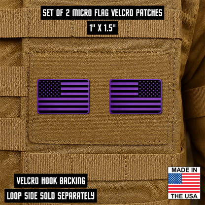 Mini American Flag Tactical Engraved Patch 1"x1.5" Hook & Loop | Set of 2 | Made in USA