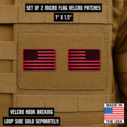 Mini American Flag Tactical Engraved Patch 1"x1.5" Hook & Loop | Set of 2 | Made in USA