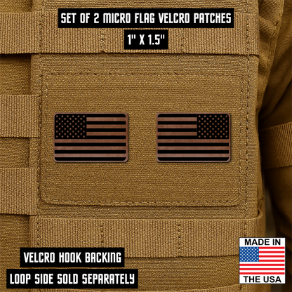 Mini American Flag Tactical Engraved Patch 1"x1.5" Hook & Loop | Set of 2 | Made in USA