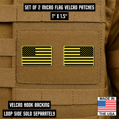 Mini American Flag Tactical Engraved Patch 1"x1.5" Hook & Loop | Set of 2 | Made in USA