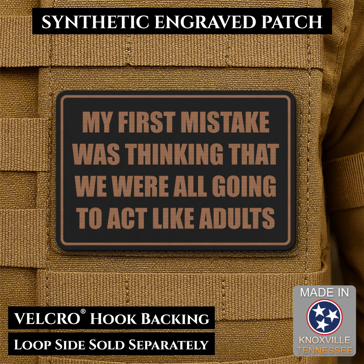 Can We Act Like Adults Funny Morale Patch, 2x3" | Made in USA | VELCRO® Brand Hook Backing