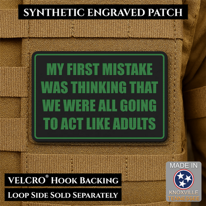 Can We Act Like Adults Funny Morale Patch, 2x3" | Made in USA | VELCRO® Brand Hook Backing
