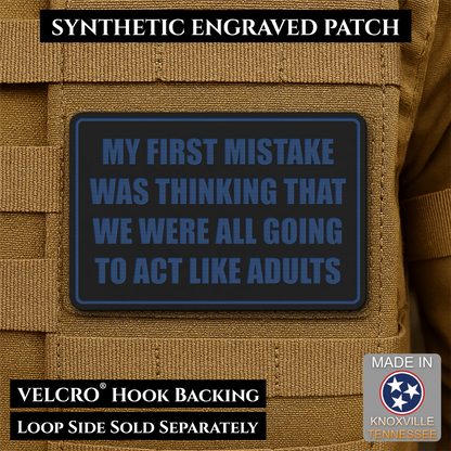 Can We Act Like Adults Funny Morale Patch, 2x3" | Made in USA | VELCRO® Brand Hook Backing