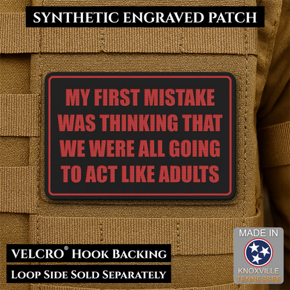 Can We Act Like Adults Funny Morale Patch, 2x3" | Made in USA | VELCRO® Brand Hook Backing
