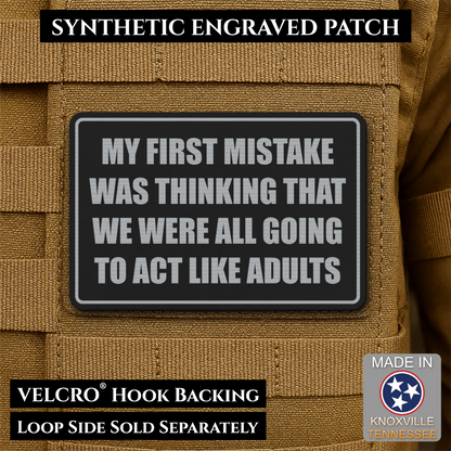 Can We Act Like Adults Funny Morale Patch, 2x3" | Made in USA | VELCRO® Brand Hook Backing