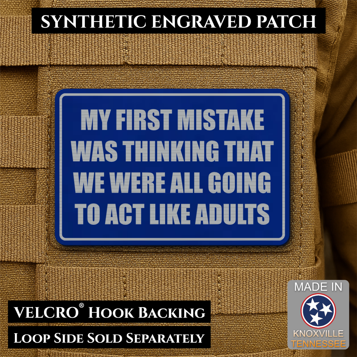 Can We Act Like Adults Funny Morale Patch, 2x3" | Made in USA | VELCRO® Brand Hook Backing