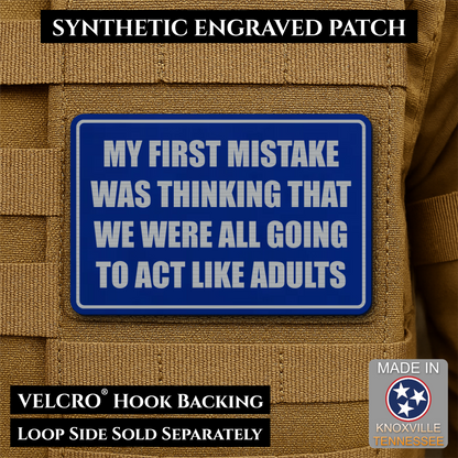 Can We Act Like Adults Funny Morale Patch, 2x3" | Made in USA | VELCRO® Brand Hook Backing