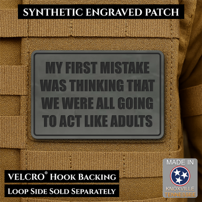 Can We Act Like Adults Funny Morale Patch, 2x3" | Made in USA | VELCRO® Brand Hook Backing