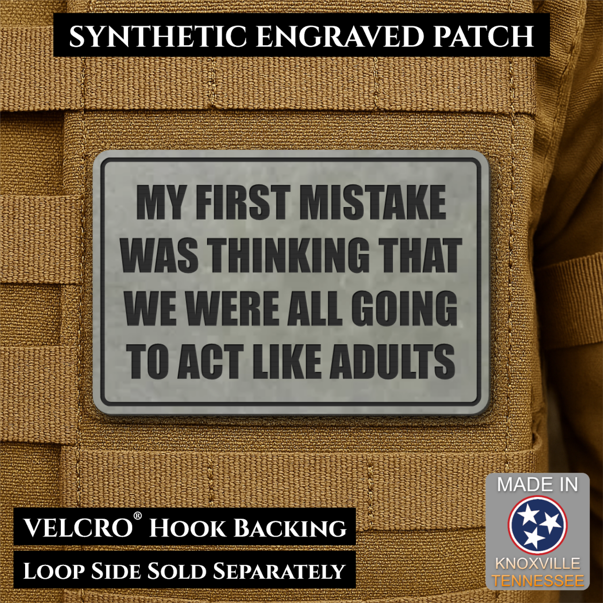 Can We Act Like Adults Funny Morale Patch, 2x3" | Made in USA | VELCRO® Brand Hook Backing