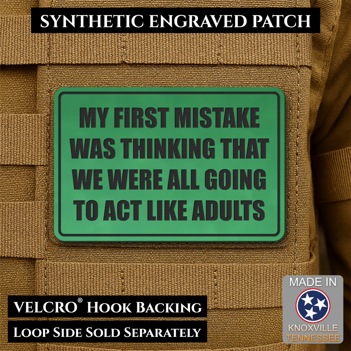 Can We Act Like Adults Funny Morale Patch, 2x3" | Made in USA | VELCRO® Brand Hook Backing