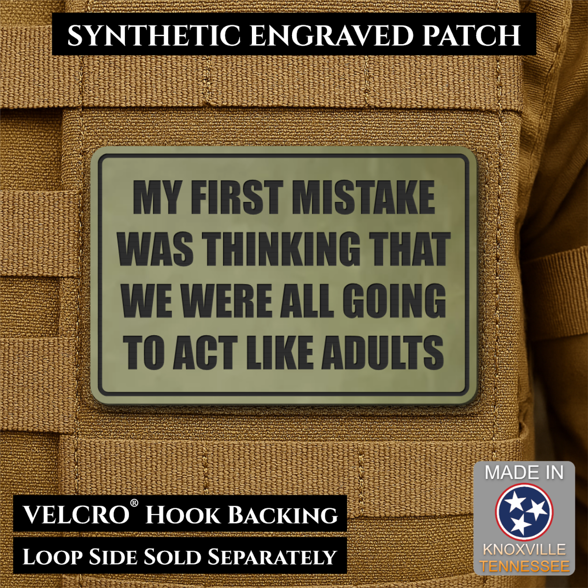 Can We Act Like Adults Funny Morale Patch, 2x3" | Made in USA | VELCRO® Brand Hook Backing