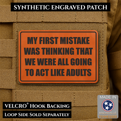 Can We Act Like Adults Funny Morale Patch, 2x3" | Made in USA | VELCRO® Brand Hook Backing