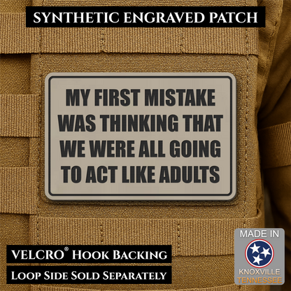 Can We Act Like Adults Funny Morale Patch, 2x3" | Made in USA | VELCRO® Brand Hook Backing