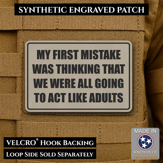 Can We Act Like Adults Funny Morale Patch, 2x3" | Made in USA | VELCRO® Brand Hook Backing