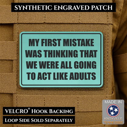 Can We Act Like Adults Funny Morale Patch, 2x3" | Made in USA | VELCRO® Brand Hook Backing