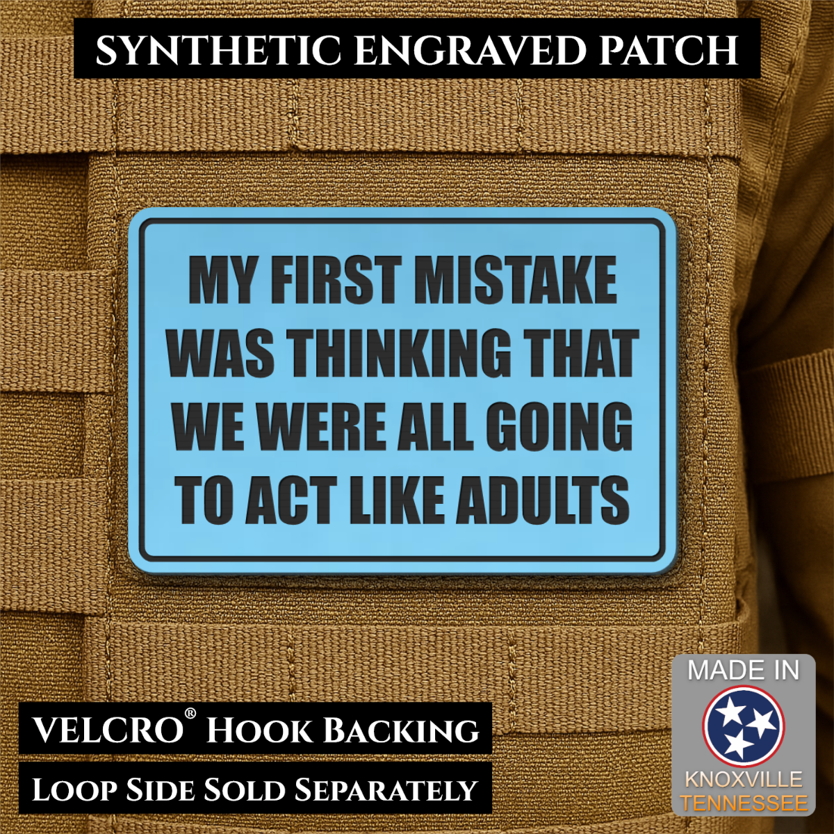 Can We Act Like Adults Funny Morale Patch, 2x3" | Made in USA | VELCRO® Brand Hook Backing