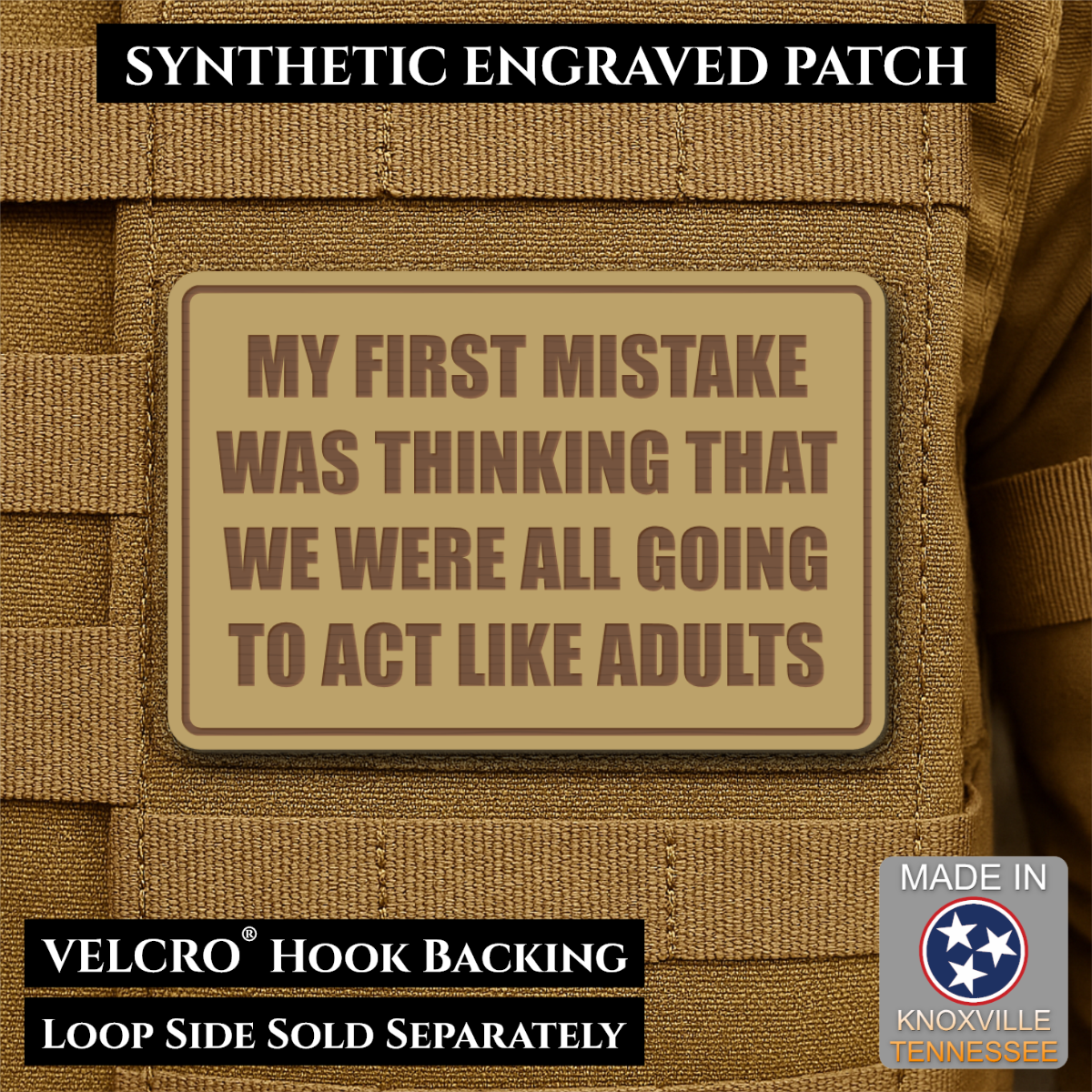 Can We Act Like Adults Funny Morale Patch, 2x3" | Made in USA | VELCRO® Brand Hook Backing