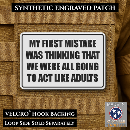 Can We Act Like Adults Funny Morale Patch, 2x3" | Made in USA | VELCRO® Brand Hook Backing