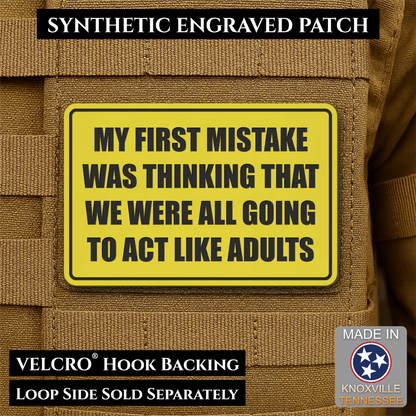 Can We Act Like Adults Funny Morale Patch, 2x3" | Made in USA | VELCRO® Brand Hook Backing