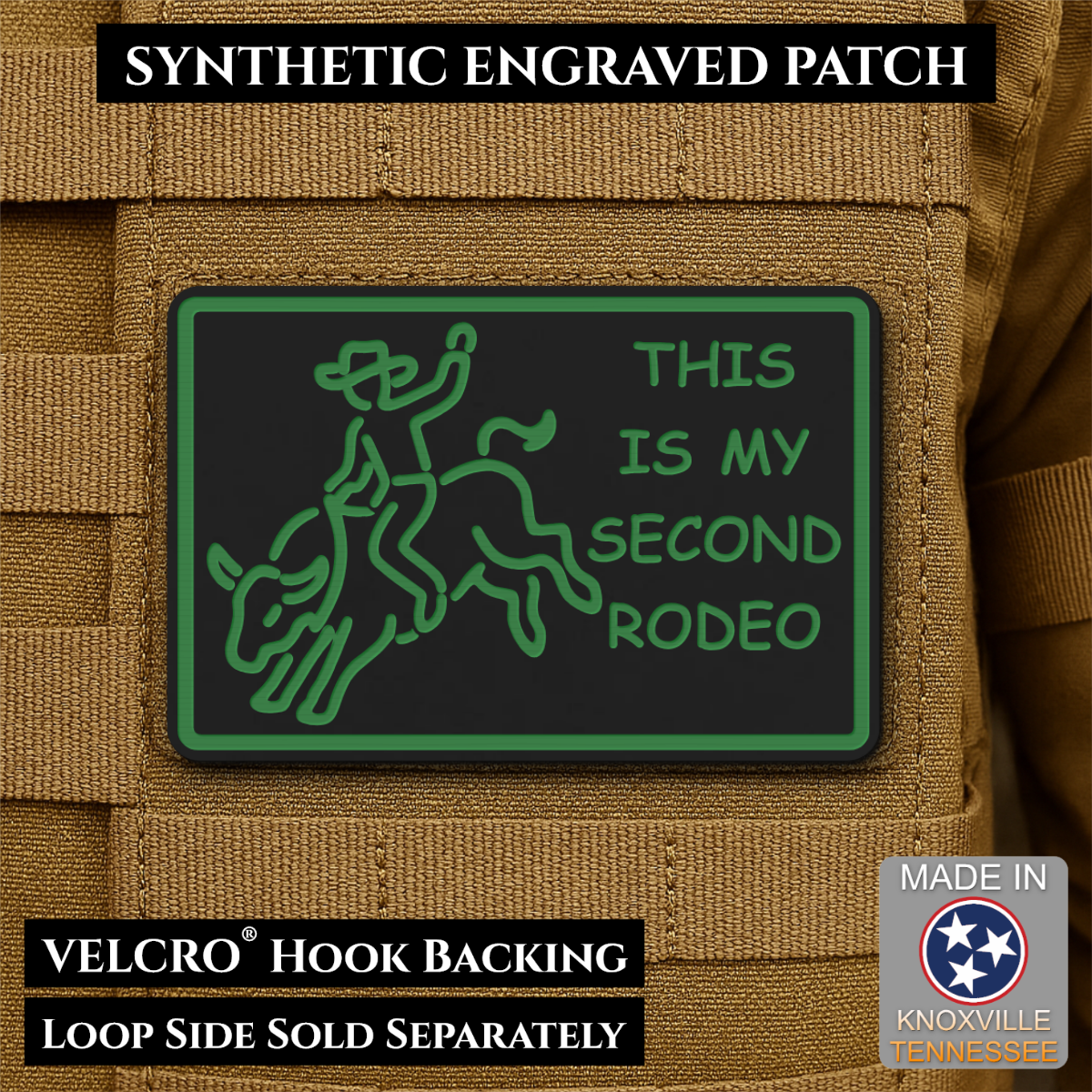 This Is My Second Rodeo Funny Cowboy Morale Patch, 2x3" | Made in USA | VELCRO® Brand Hook Backing
