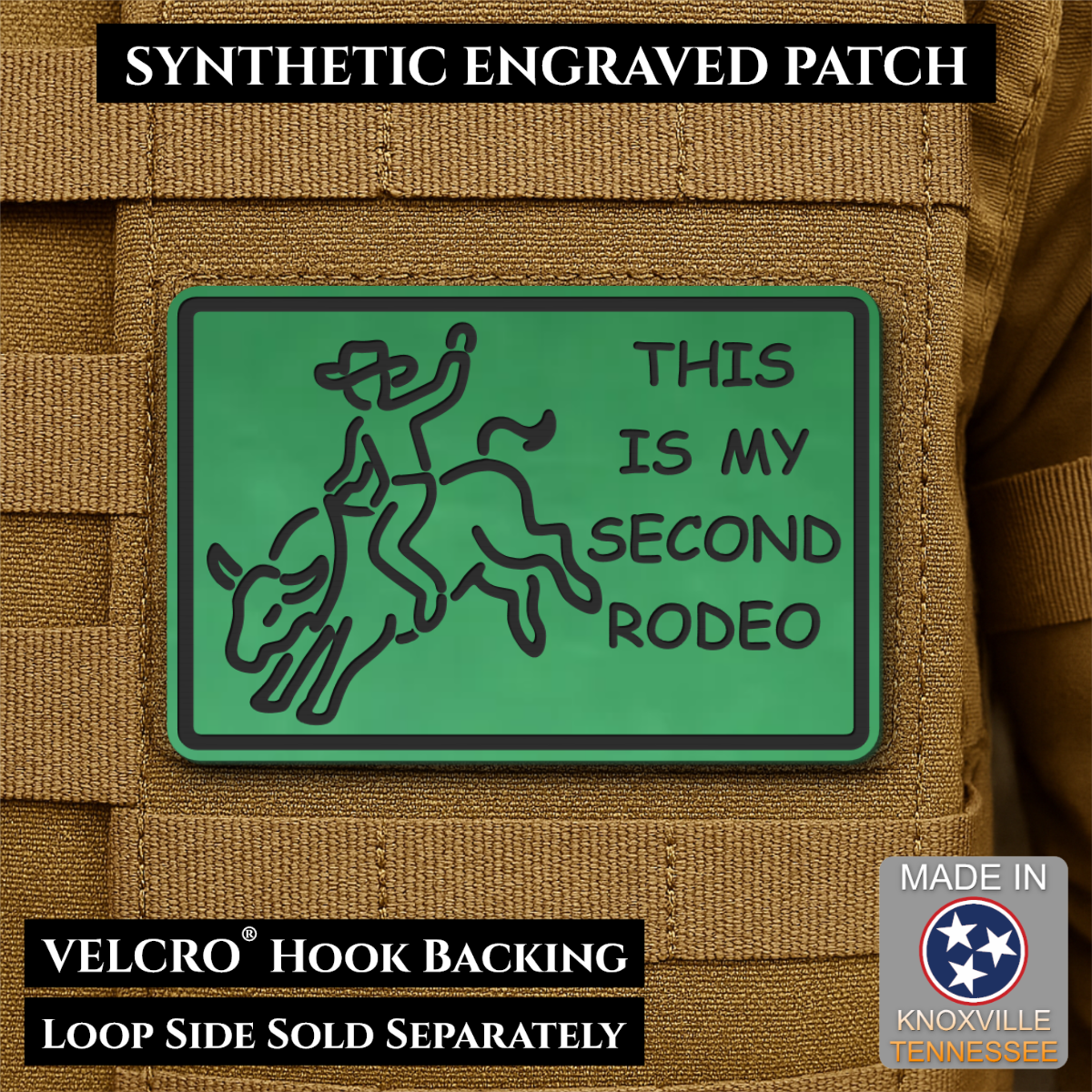 This Is My Second Rodeo Funny Cowboy Morale Patch, 2x3" | Made in USA | VELCRO® Brand Hook Backing
