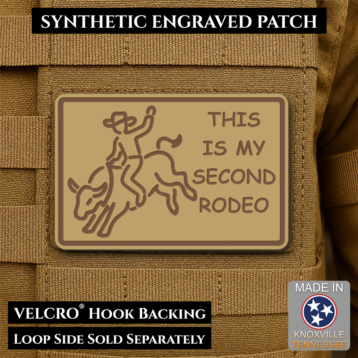 This Is My Second Rodeo Funny Cowboy Morale Patch, 2x3" | Made in USA | VELCRO® Brand Hook Backing