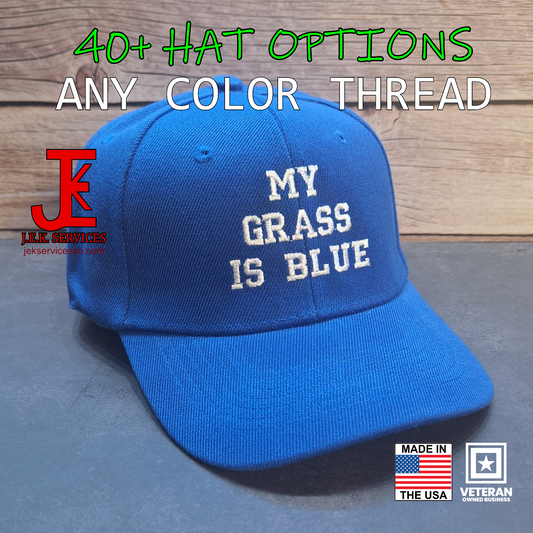 My Grass Is Blue Embroidered Snapback & Flexfit Caps