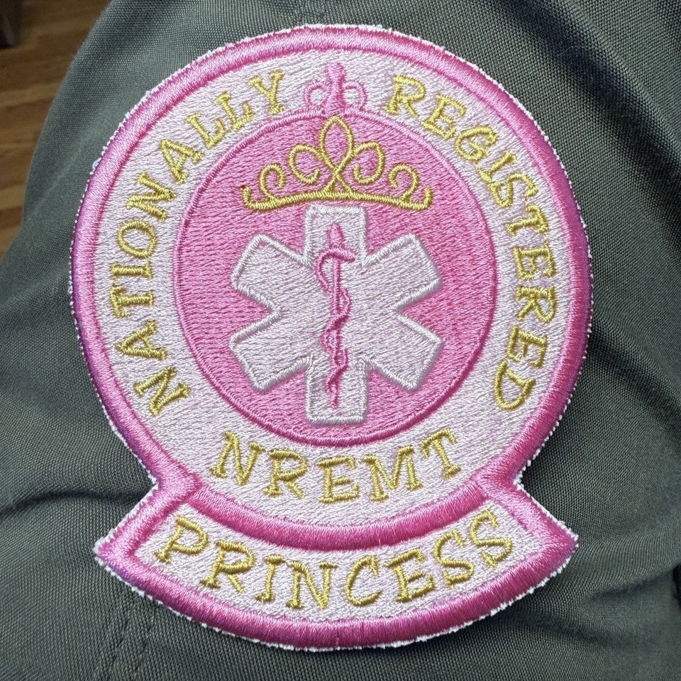 NREMT Princess Funny Medic Morale Patch, 3.3x4" | Made in USA | VELCRO® Brand Hook Backing