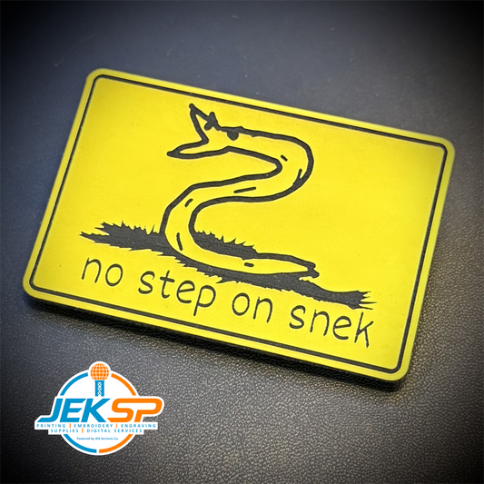 No Step On Snek Funny Morale Patch, 2x3" | Made in USA | VELCRO® Brand Hook Backing