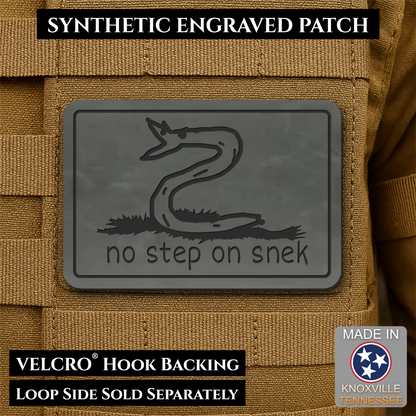 No Step On Snek Funny Morale Patch, 2x3" | Made in USA | VELCRO® Brand Hook Backing