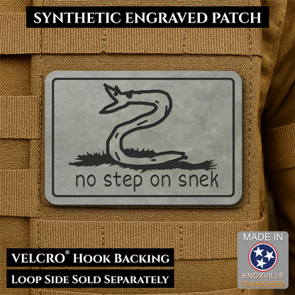 No Step On Snek Funny Morale Patch, 2x3" | Made in USA | VELCRO® Brand Hook Backing