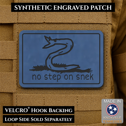 No Step On Snek Funny Morale Patch, 2x3" | Made in USA | VELCRO® Brand Hook Backing