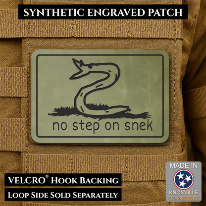 No Step On Snek Funny Morale Patch, 2x3" | Made in USA | VELCRO® Brand Hook Backing