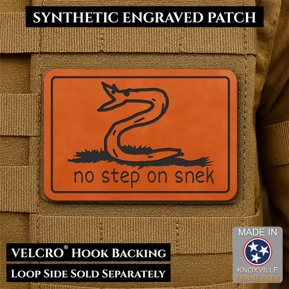 No Step On Snek Funny Morale Patch, 2x3" | Made in USA | VELCRO® Brand Hook Backing