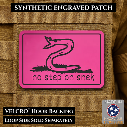 No Step On Snek Funny Morale Patch, 2x3" | Made in USA | VELCRO® Brand Hook Backing