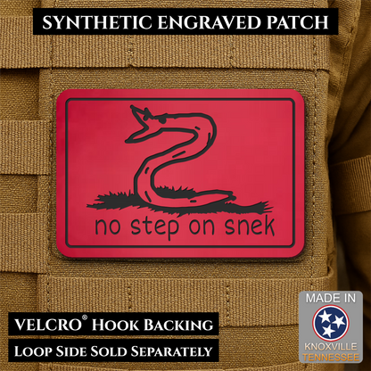 No Step On Snek Funny Morale Patch, 2x3" | Made in USA | VELCRO® Brand Hook Backing